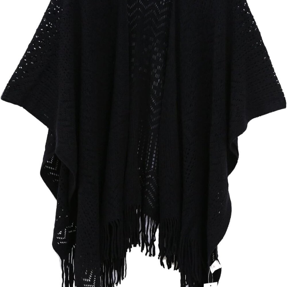 Knit Shawl Wrap Women Acrylic Fringe Poncho Cape Women's Clothing